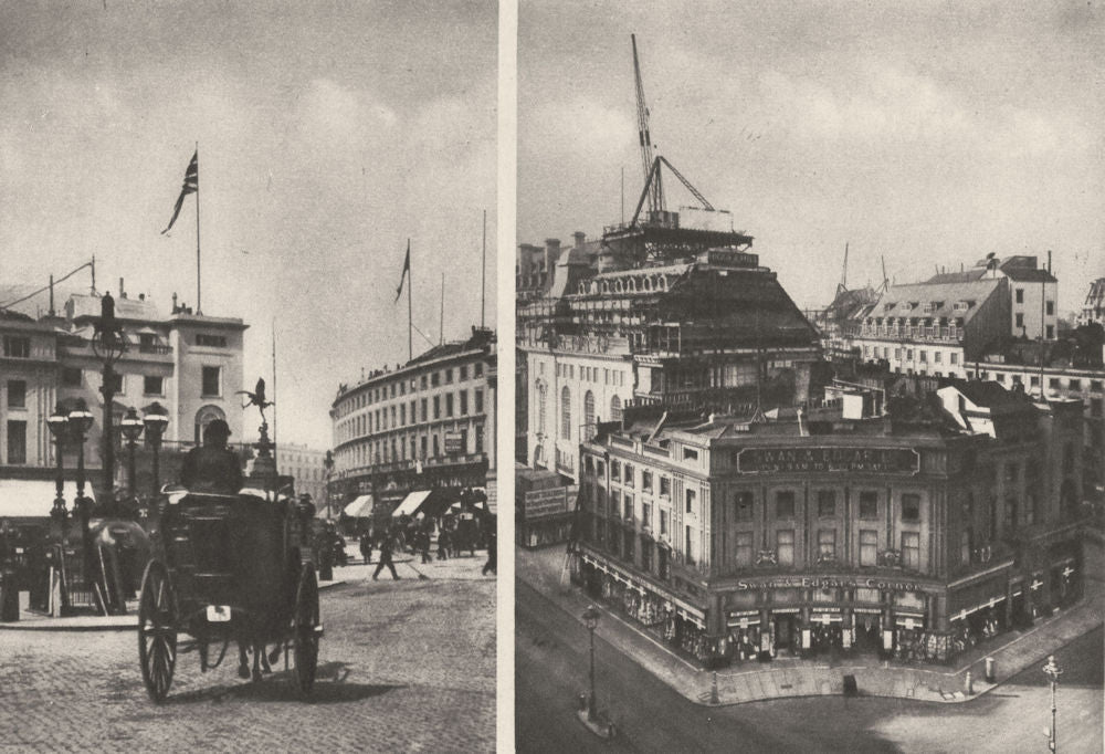 LONDON. Piccadilly Circus. Regent Circus. Swan and Edgar being demolished 1926